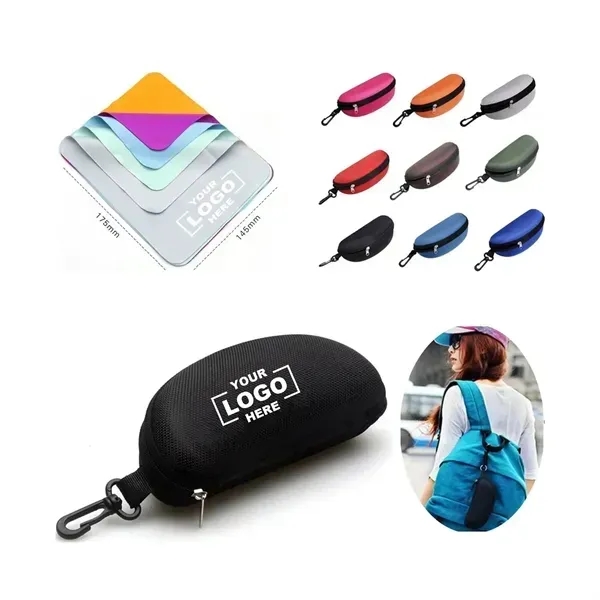 Portable Lightweight Sunglasses Case with Cleaning Cloth - Portable Lightweight Sunglasses Case with Cleaning Cloth - Image 0 of 5