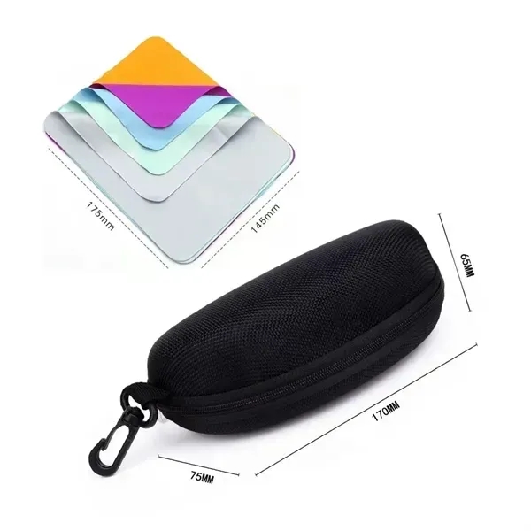 Portable Lightweight Sunglasses Case with Cleaning Cloth - Portable Lightweight Sunglasses Case with Cleaning Cloth - Image 1 of 5