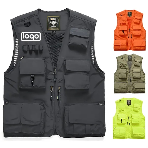 Multi-functional Outdoor Quick-Drying Vest w/ Mesh & Zipper - Multi-functional Outdoor Quick-Drying Vest w/ Mesh & Zipper - Image 0 of 7