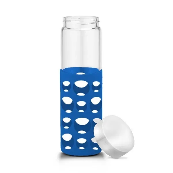 20 oz Silicone Round Cutouts Glass Bottle - 20 oz Silicone Round Cutouts Glass Bottle - Image 0 of 14