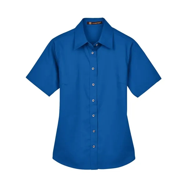 Harriton Women's Easy Blend™ Short Sleeve Twill Dress Shi... - Harriton Women's Easy Blend™ Short Sleeve Twill Dress Shi... - Image 3 of 12