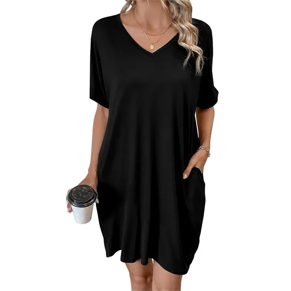 DTF Custom Plus Size V-Neck Dress with Pockets - No MOQ - DTF Custom Plus Size V-Neck Dress with Pockets - No MOQ - Image 1 of 4
