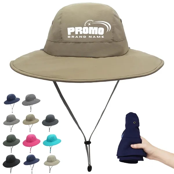 Wide Brim Sun Hat with Adjustable Chin Strap - Wide Brim Sun Hat with Adjustable Chin Strap - Image 0 of 6