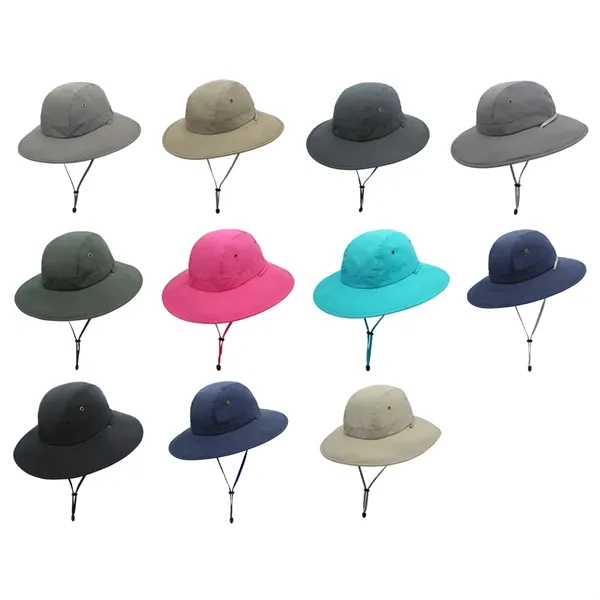 Wide Brim Sun Hat with Adjustable Chin Strap - Wide Brim Sun Hat with Adjustable Chin Strap - Image 2 of 6