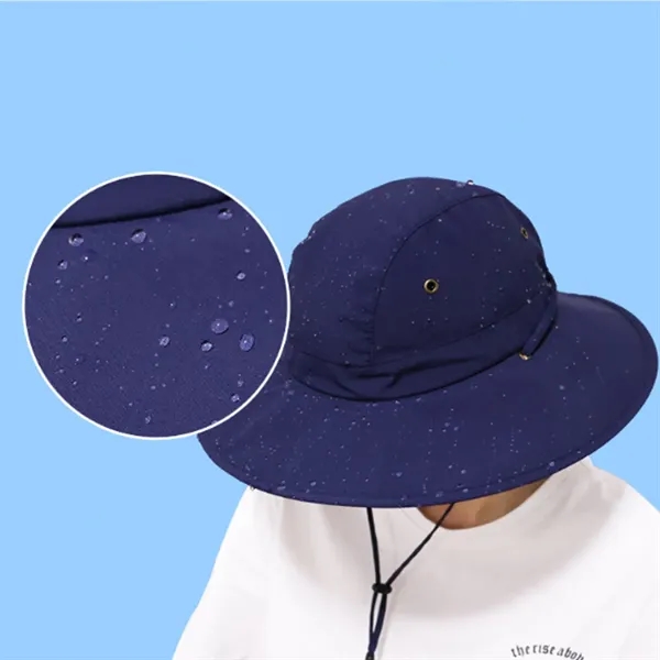 Wide Brim Sun Hat with Adjustable Chin Strap - Wide Brim Sun Hat with Adjustable Chin Strap - Image 4 of 6