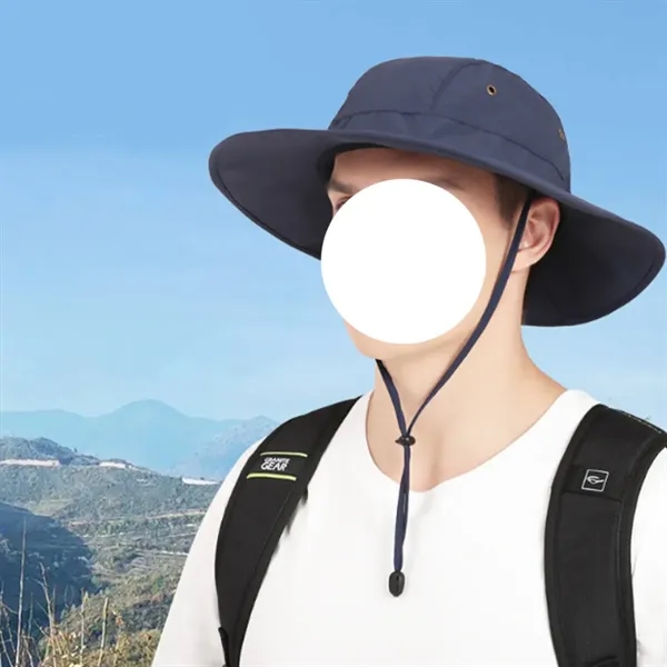 Wide Brim Sun Hat with Adjustable Chin Strap - Wide Brim Sun Hat with Adjustable Chin Strap - Image 6 of 6
