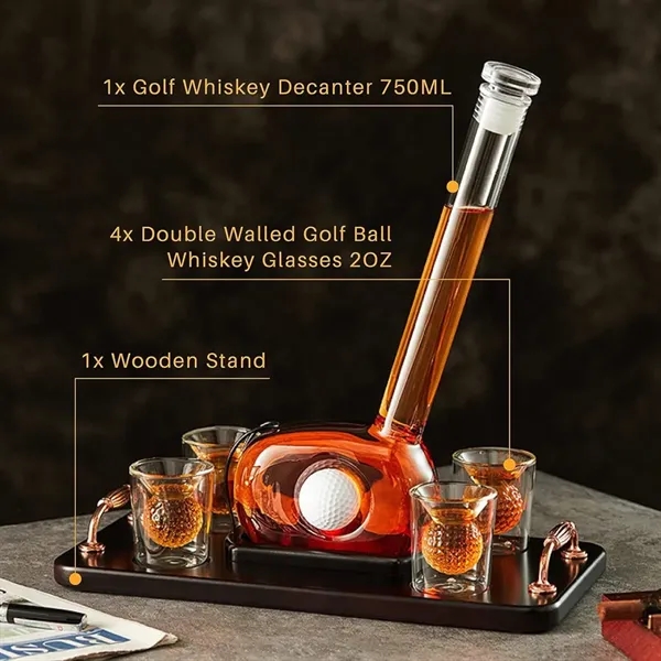 Golf Themed Whiskey Decanter Set - Golf Themed Whiskey Decanter Set - Image 3 of 3