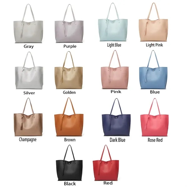Women's Soft Leather Tote Bag - Women's Soft Leather Tote Bag - Image 1 of 3