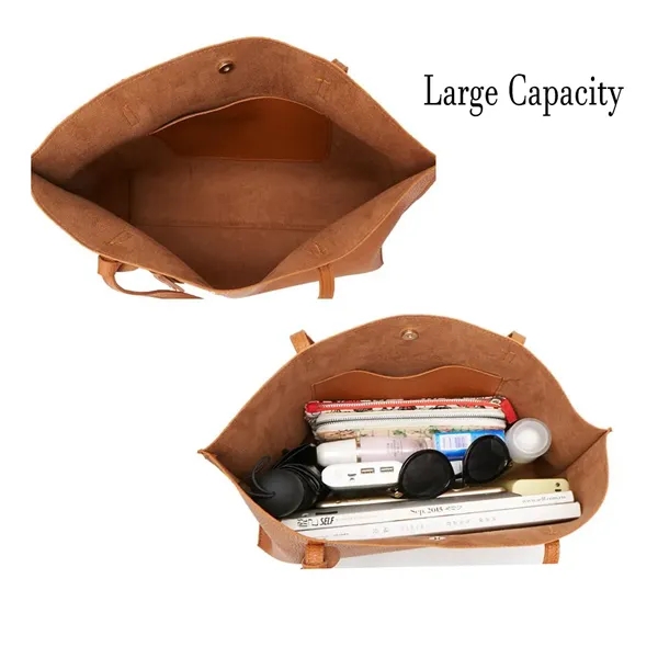 Women's Soft Leather Tote Bag - Women's Soft Leather Tote Bag - Image 2 of 3