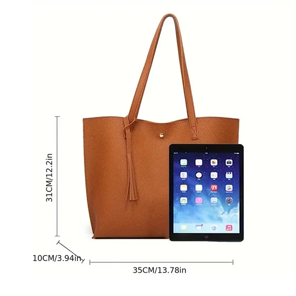 Women's Soft Leather Tote Bag - Women's Soft Leather Tote Bag - Image 3 of 3