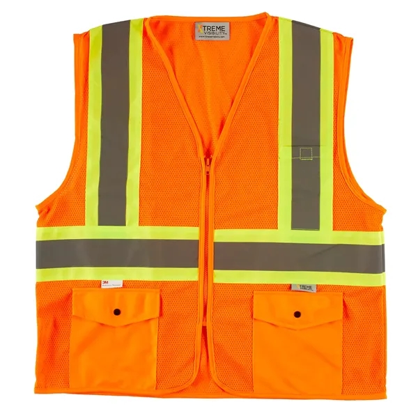 Xtreme Visibility DOT Class 2 Contrast Stripe Zip Vest - Xtreme Visibility DOT Class 2 Contrast Stripe Zip Vest - Image 0 of 1