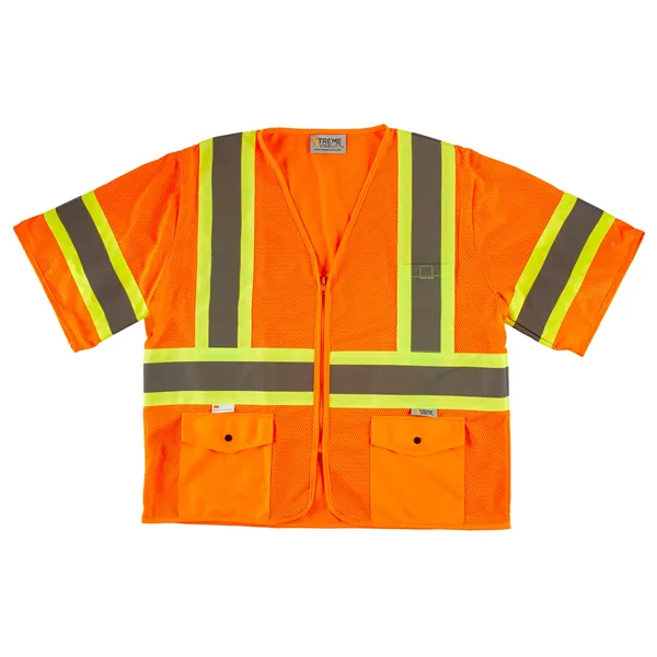 Xtreme Visibility DOT Class 3 Contrast Stripe Zip Vest - Xtreme Visibility DOT Class 3 Contrast Stripe Zip Vest - Image 0 of 1
