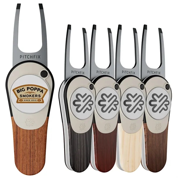 Pitchfix Woodie Golf Divot Tool with Ball Marker - Pitchfix Woodie Golf Divot Tool with Ball Marker - Image 0 of 12