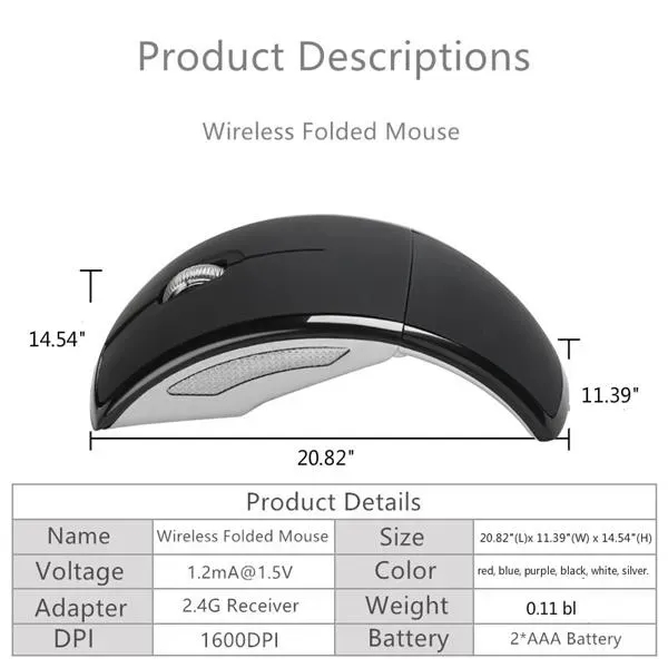 2.4ghz Wireless Foldable Mouse - 2.4ghz Wireless Foldable Mouse - Image 1 of 4