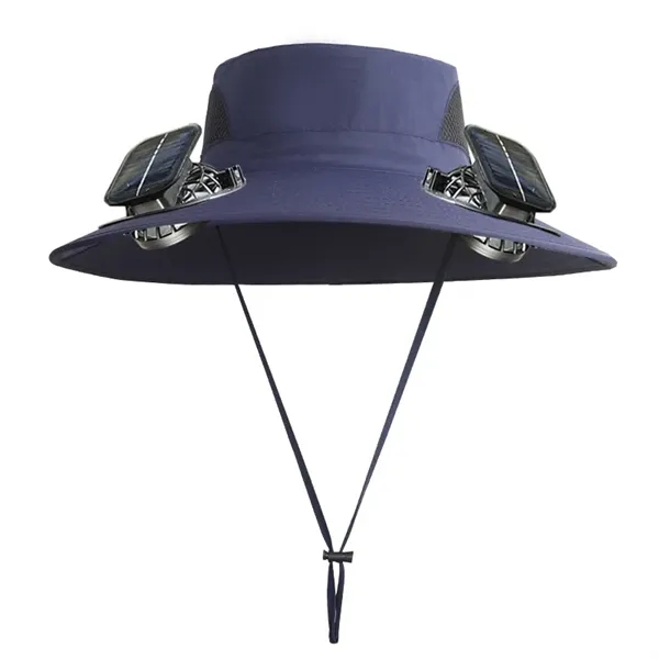 Outdoor Wide Brim Sun Hat with 2 Solar Fan - Outdoor Wide Brim Sun Hat with 2 Solar Fan - Image 4 of 5