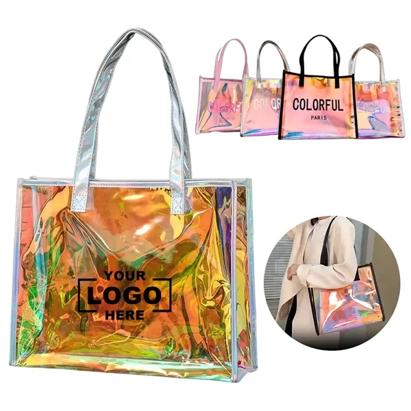 PVC Laser Holographic Transparent Tote Bag - PVC Laser Holographic Transparent Tote Bag - Image 0 of 6