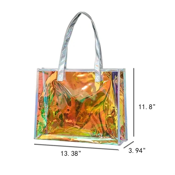 PVC Laser Holographic Transparent Tote Bag - PVC Laser Holographic Transparent Tote Bag - Image 1 of 6
