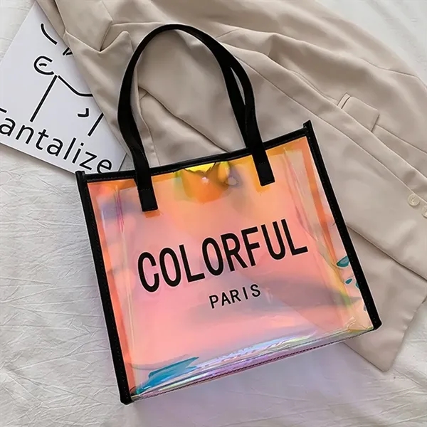 PVC Laser Holographic Transparent Tote Bag - PVC Laser Holographic Transparent Tote Bag - Image 2 of 6