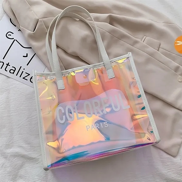 PVC Laser Holographic Transparent Tote Bag - PVC Laser Holographic Transparent Tote Bag - Image 3 of 6