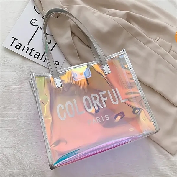 PVC Laser Holographic Transparent Tote Bag - PVC Laser Holographic Transparent Tote Bag - Image 4 of 6