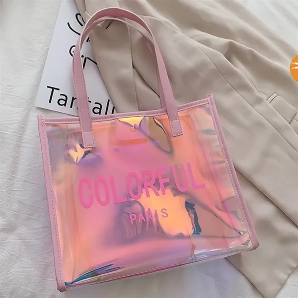 PVC Laser Holographic Transparent Tote Bag - PVC Laser Holographic Transparent Tote Bag - Image 5 of 6