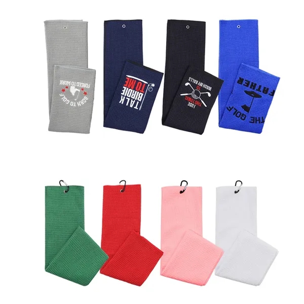 Premium Microfiber Waffle Pattern Golf Towel - Premium Microfiber Waffle Pattern Golf Towel - Image 1 of 2