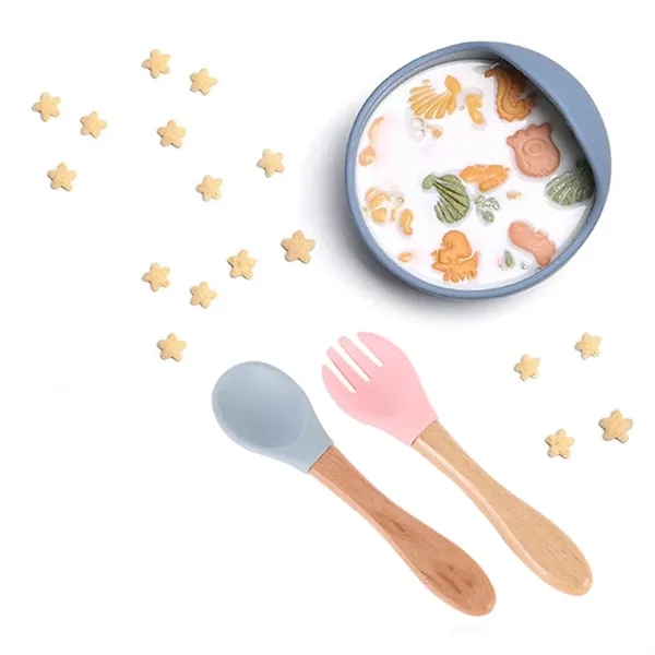 Eco Baby Spoon and Fork Set with Wooden Grip - Eco Baby Spoon and Fork Set with Wooden Grip - Image 4 of 6