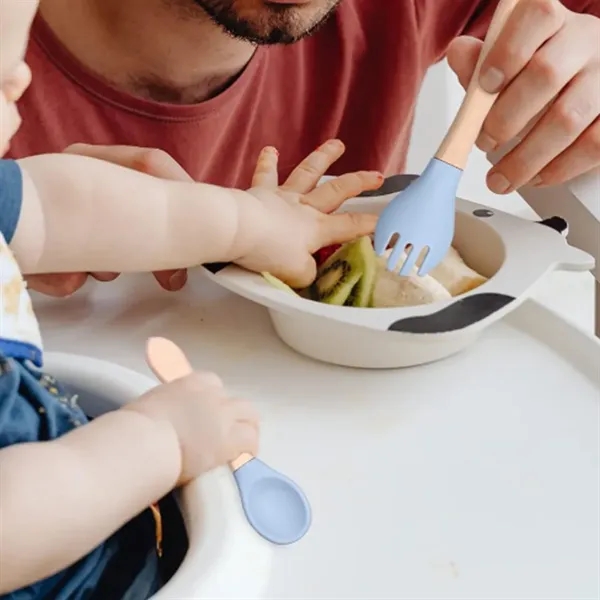 Eco Baby Spoon and Fork Set with Wooden Grip - Eco Baby Spoon and Fork Set with Wooden Grip - Image 5 of 6