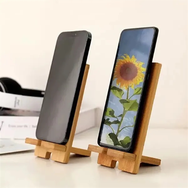 Eco Bamboo Phone Stand for Desk and Tablet Support - Eco Bamboo Phone Stand for Desk and Tablet Support - Image 3 of 4