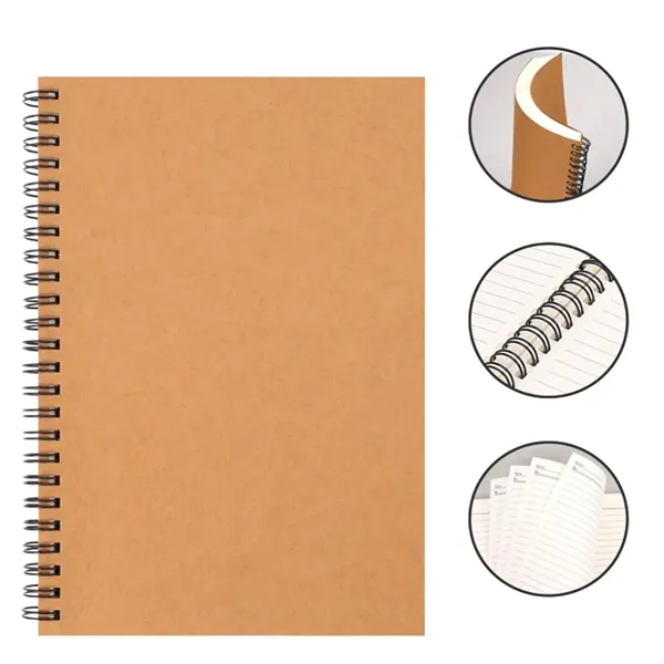 A5 Kraft Spiral Notebook with Lined Pages - A5 Kraft Spiral Notebook with Lined Pages - Image 3 of 6