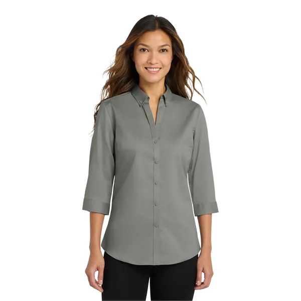 Port Authority Women's 3/4-Sleeve SuperPro Twill Shirt. - Port Authority Women's 3/4-Sleeve SuperPro Twill Shirt. - Image 3 of 24