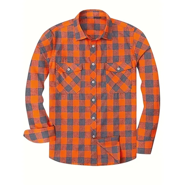 Long Sleeve Plaid Flannel Casual Shirts - Long Sleeve Plaid Flannel Casual Shirts - Image 2 of 13