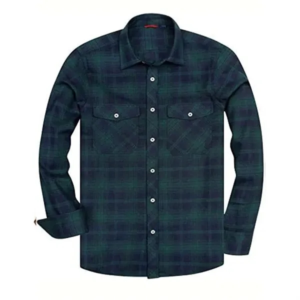 Long Sleeve Plaid Flannel Casual Shirts - Long Sleeve Plaid Flannel Casual Shirts - Image 4 of 13