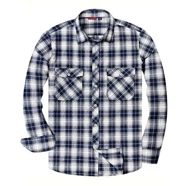 Long Sleeve Plaid Flannel Casual Shirts - Long Sleeve Plaid Flannel Casual Shirts - Image 6 of 13