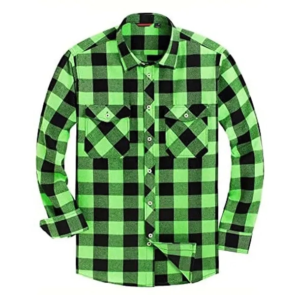 Long Sleeve Plaid Flannel Casual Shirts - Long Sleeve Plaid Flannel Casual Shirts - Image 8 of 13