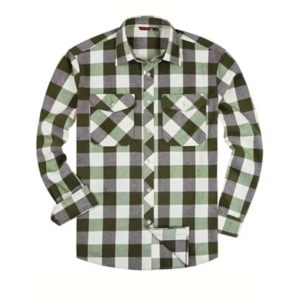 Long Sleeve Plaid Flannel Casual Shirts - Long Sleeve Plaid Flannel Casual Shirts - Image 10 of 13