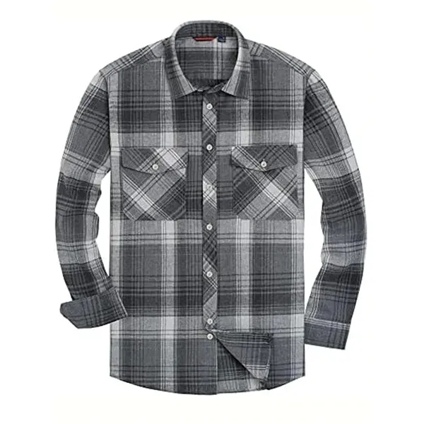 Long Sleeve Plaid Flannel Casual Shirts - Long Sleeve Plaid Flannel Casual Shirts - Image 11 of 13