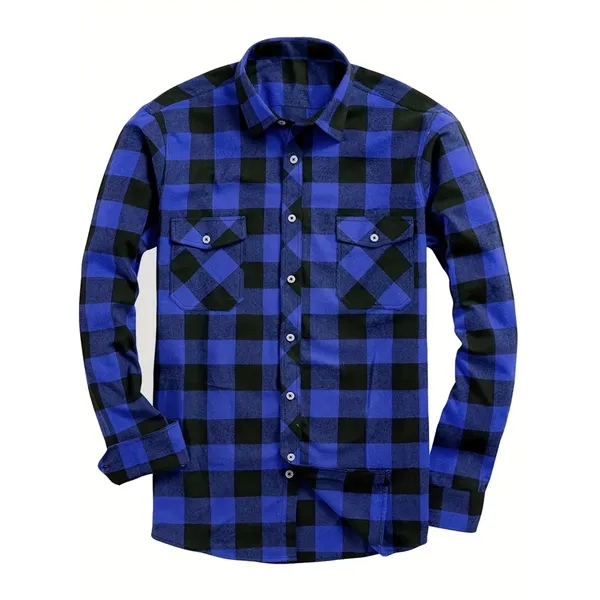 Long Sleeve Plaid Flannel Casual Shirts - Long Sleeve Plaid Flannel Casual Shirts - Image 12 of 13