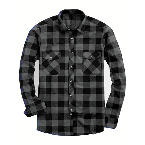 Long Sleeve Plaid Flannel Casual Shirts - Long Sleeve Plaid Flannel Casual Shirts - Image 13 of 13