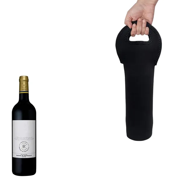 Single Neoprene Wine Bottle Holder Tote - Single Neoprene Wine Bottle Holder Tote - Image 5 of 12