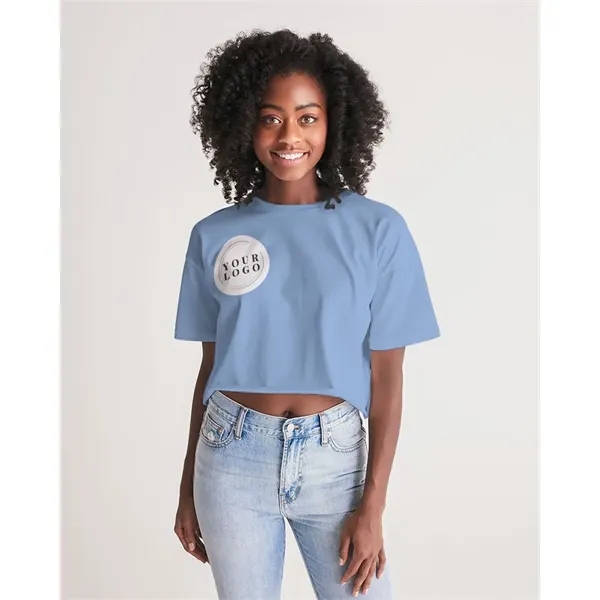 Women's All-Over Print Long Lounge Cropped Tee - Women's All-Over Print Long Lounge Cropped Tee - Image 7 of 13