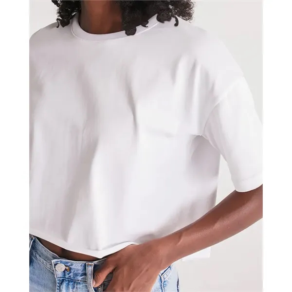 Women's All-Over Print Long Lounge Cropped Tee - Women's All-Over Print Long Lounge Cropped Tee - Image 2 of 13