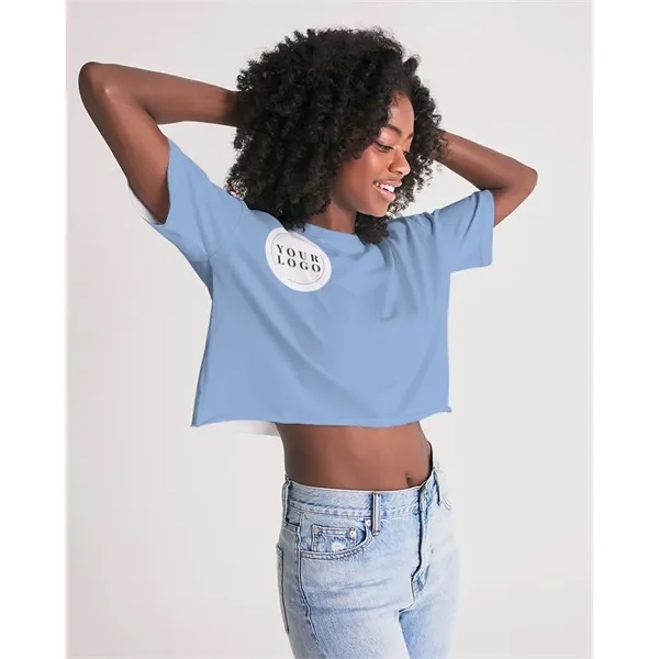 Women's All-Over Print Long Lounge Cropped Tee - Women's All-Over Print Long Lounge Cropped Tee - Image 10 of 13