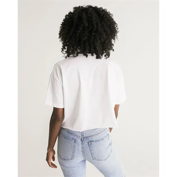 Women's All-Over Print Long Lounge Cropped Tee - Women's All-Over Print Long Lounge Cropped Tee - Image 3 of 13