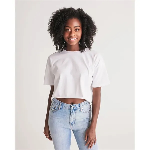 Women's All-Over Print Long Lounge Cropped Tee - Women's All-Over Print Long Lounge Cropped Tee - Image 5 of 13