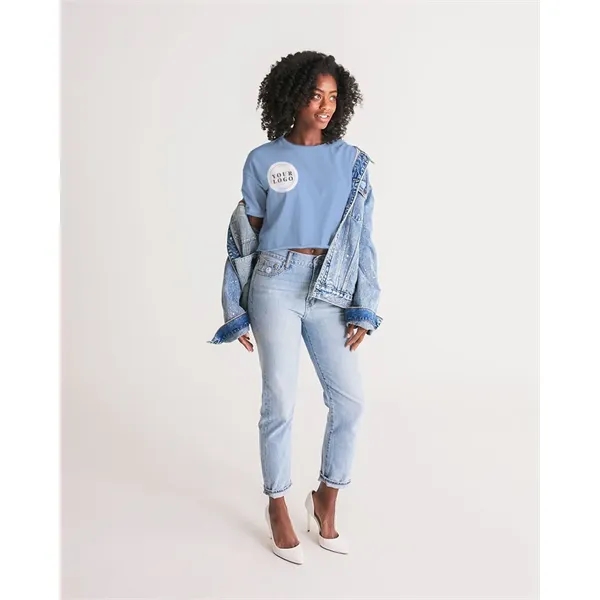 Women's All-Over Print Long Lounge Cropped Tee - Women's All-Over Print Long Lounge Cropped Tee - Image 9 of 13