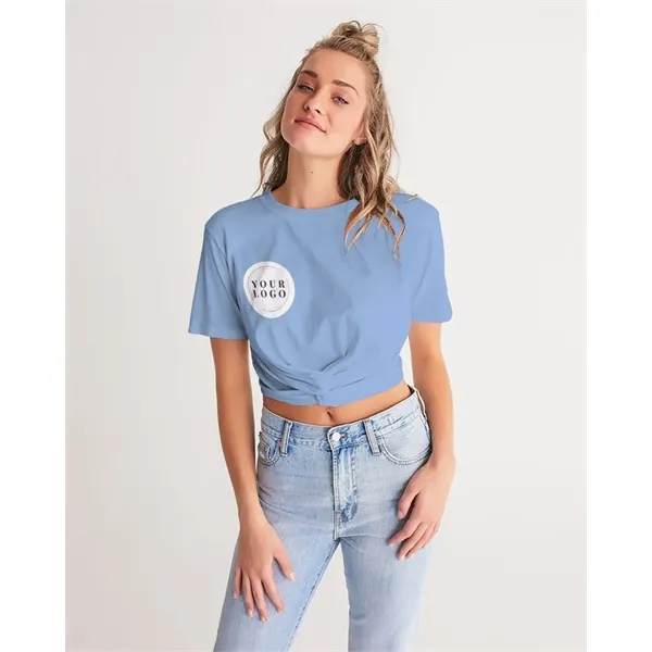 Women's All-Over Print Long Twist-Front Cropped Tee - Women's All-Over Print Long Twist-Front Cropped Tee - Image 7 of 15