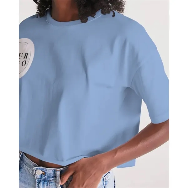 Women's All-Over Print Long Lounge Cropped Tee - Women's All-Over Print Long Lounge Cropped Tee - Image 12 of 13