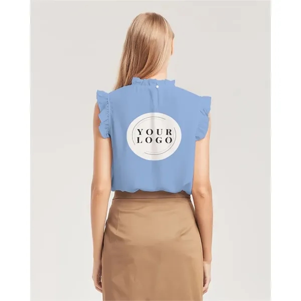 Women's All-Over Print Long Ruffle Sleeve Top - Women's All-Over Print Long Ruffle Sleeve Top - Image 8 of 14