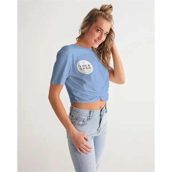Women's All-Over Print Long Twist-Front Cropped Tee - Women's All-Over Print Long Twist-Front Cropped Tee - Image 12 of 15